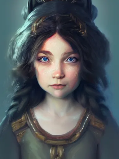 Image similar to dwarf girl, portrait, digital painting, elegant, beautiful, highly detailed, artstation, concept art