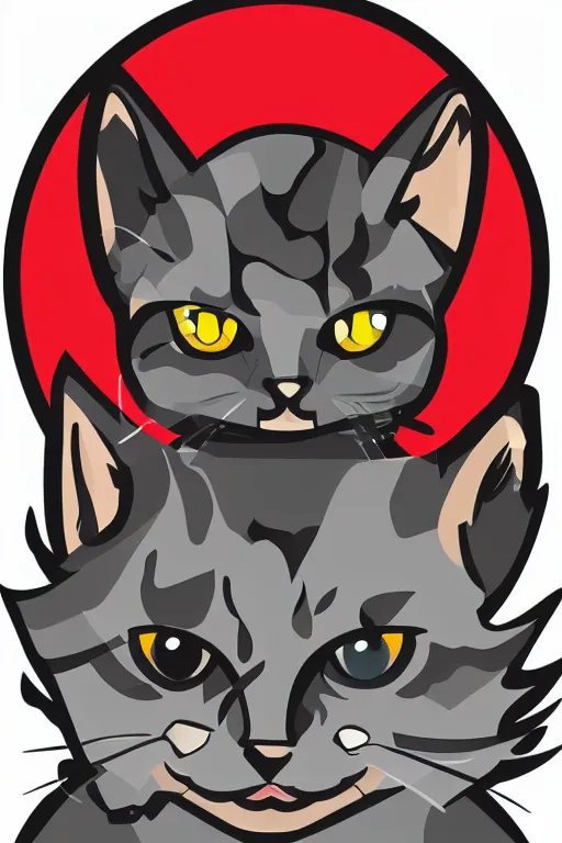 Image similar to A portrait of a kitten as evil warlord general, sticker, Anthropomorphized, portrait, highly detailed, colorful, illustration, smooth and clean vector curves, no jagged lines, vector art, smooth