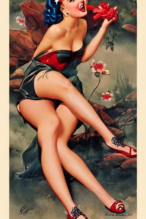 Image similar to Traditional American Tattoo of Pinup Girl by Gil Elvgren