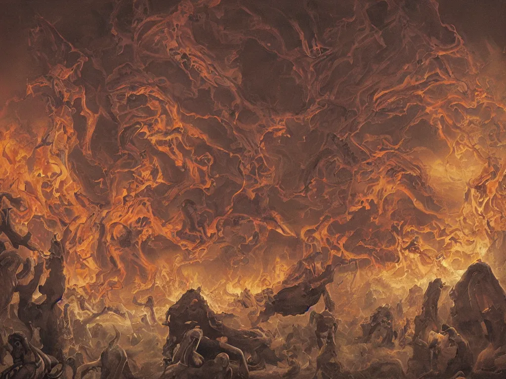 Image similar to the first circle of hell. kamasan painting, parrish maxfield