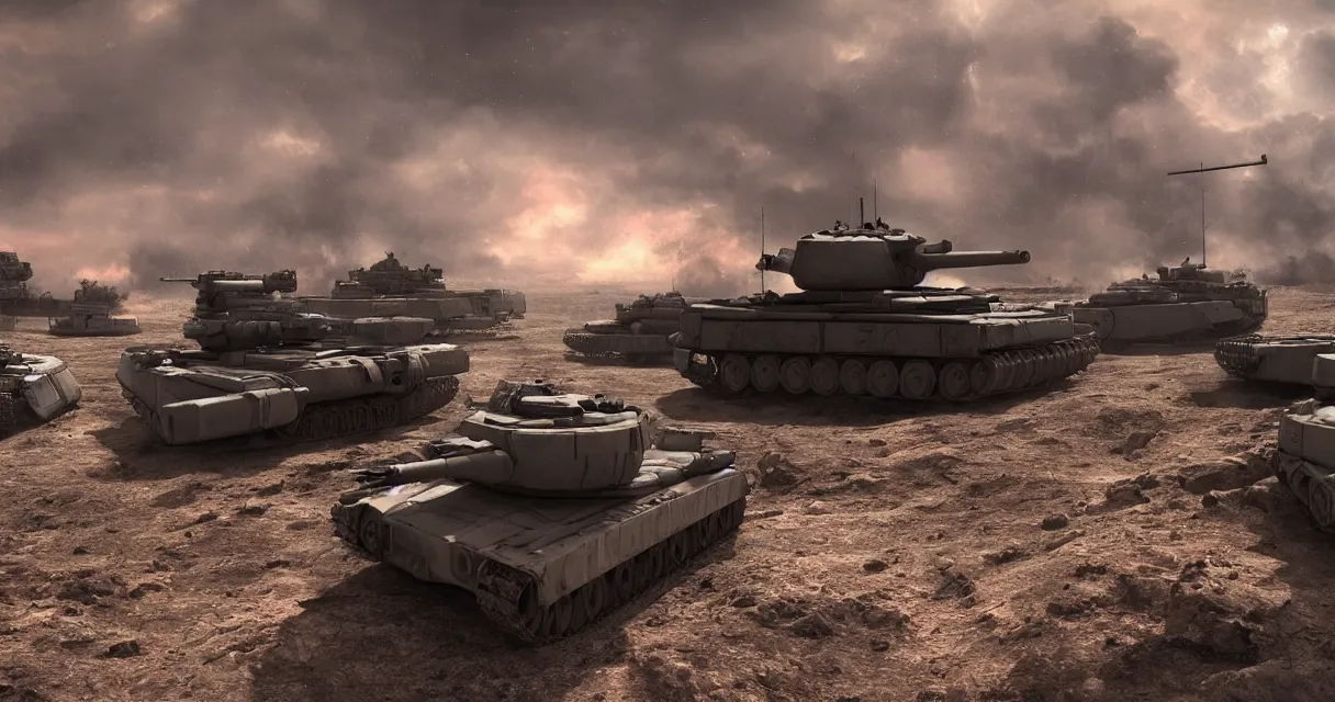 Image similar to tank war, drama, high quality, vray, cg, crazy, space