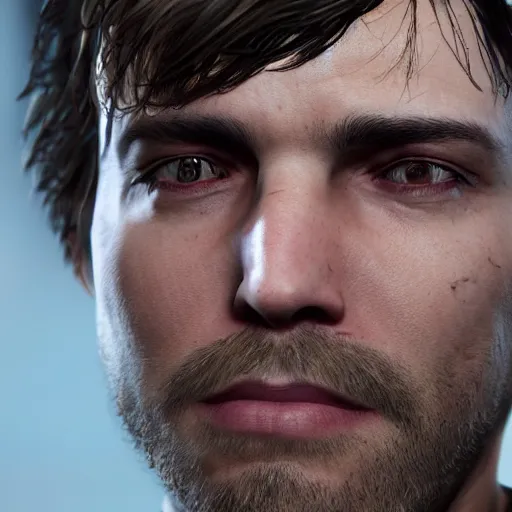 Prompt: In-game screenshot of Supermassive Games's No One's Ever Really Gone, semi close-up of a main character, Unreal Engine 4