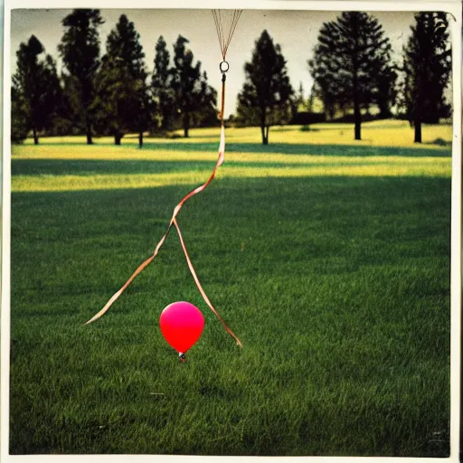 Image similar to hot air baloon tied to the ground with a sailor's anchor. hopper style.