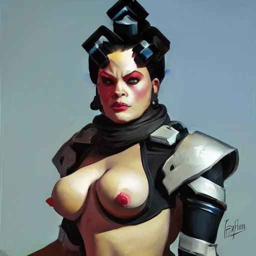 Image similar to greg manchess portrait painting of partially armored domino as overwatch character, medium shot, asymmetrical, profile picture, organic painting, sunny day, matte painting, bold shapes, hard edges, street art, trending on artstation, by huang guangjian and gil elvgren and sachin teng