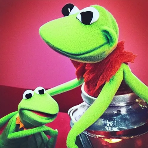 Prompt: “ attack kermit the frogs on fire off the shoulder of orion ”