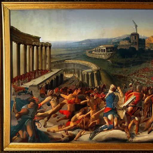 Prompt: fall of rome, epic painting