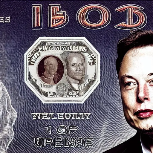 Image similar to Elon musk on the Mars Dollar bill