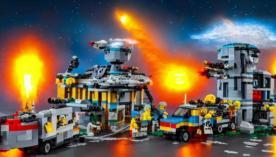Image similar to lego nuclear explosion, 8K