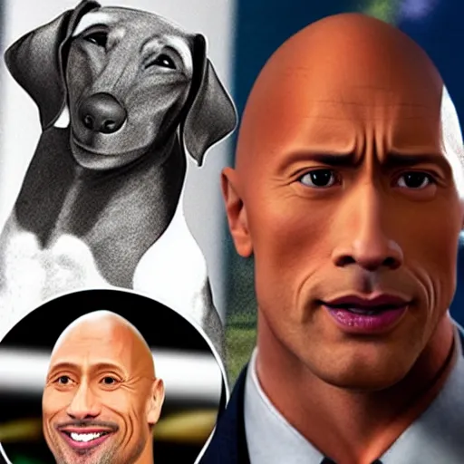 Image similar to Dwayne The Rock Johnson with the head of a dachshund