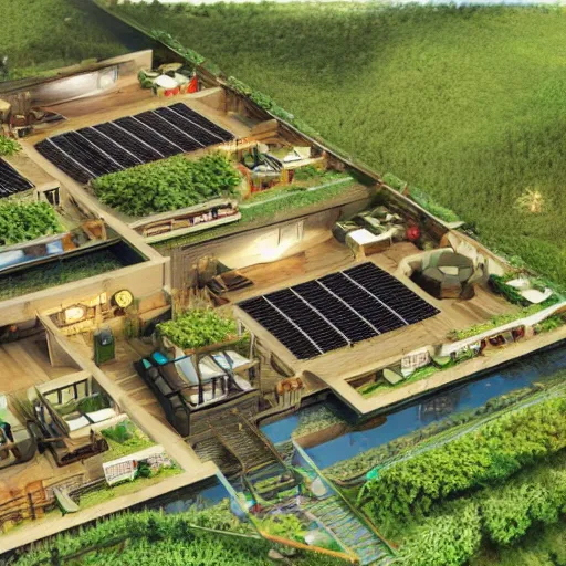 Image similar to eco - village solarpunk style