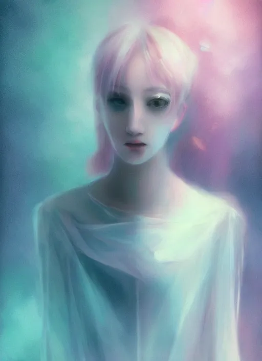 Image similar to ghostly sophisticated pastel texture, matte painting hyperpop portrait trending on pixiv