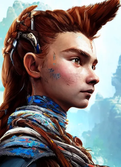 Prompt: very detailed concept art portrait of aloy from horizon zero dawn, detailed, sharp