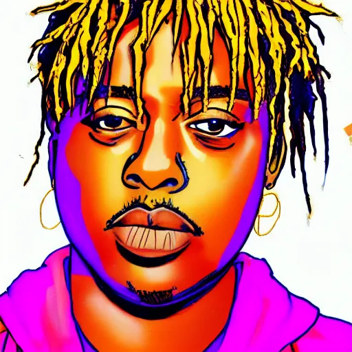 Image similar to juice wrld drawn in marker 4 k quality super realistic