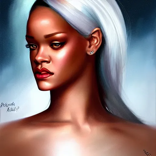 Image similar to a portrait of rihanna by charlie bowater