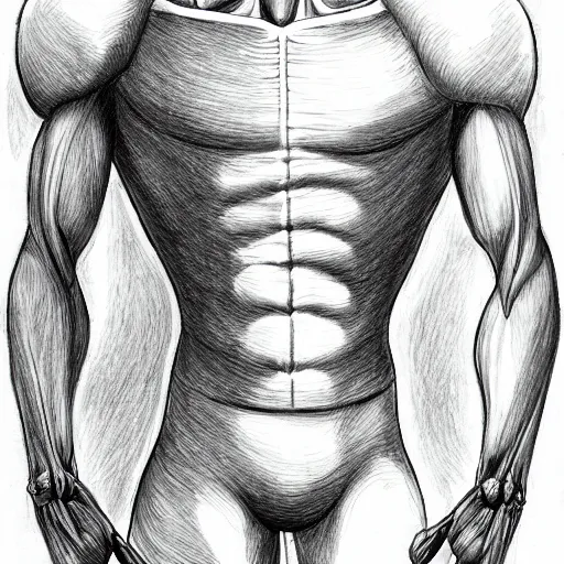 Prompt: anatomical drawing of saitama, medical illustration with labelling, one punch man anime, highly detailed