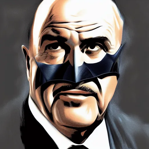 Prompt: Dr. Phil as Batman, digital painting, highly detailed