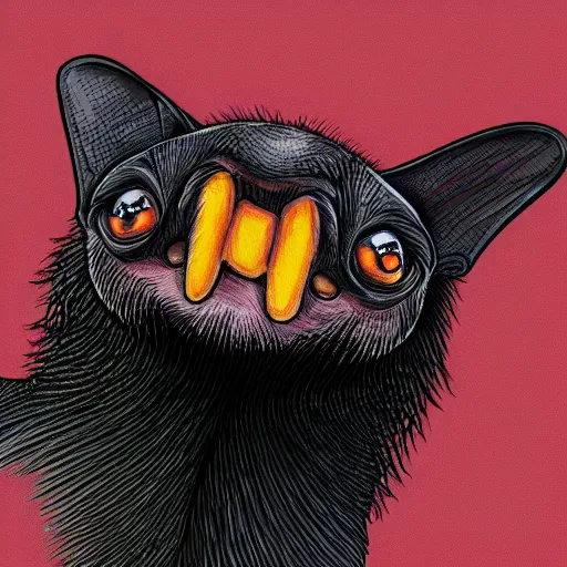 Image similar to close - up fruit bat, digital art, high quality, illustration, sticker,