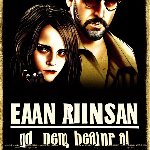 Image similar to Emma Watson and Jean Reno in Leon The Professional, movie poster, digital art