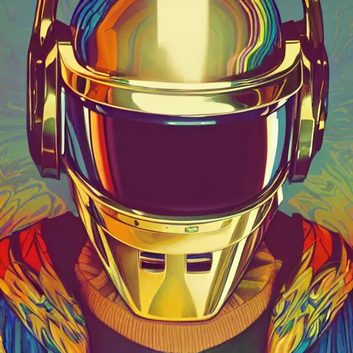 Image similar to daft punk but they're little kids, mucha, mayhem, illustration, by James Jean, artgerm, octane render, by John Coltrane and Marc Simonetti, Manic, inspired by Greg rutkowski, colorful, studio lighting, high detail of the face, full body