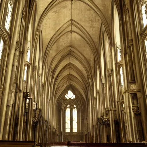 Prompt: inside a dark haunted cathedral