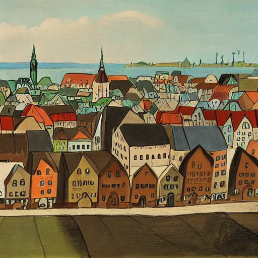 Prompt: a city scape of the danish town uldum in the style of the danish artist mormor