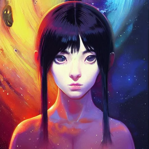 Image similar to A space realistic cat with big and cute eyes, fine-face, realistic shaded perfect face, fine details. realistic shaded lighting poster by Ilya Kuvshinov katsuhiro otomo ghost-in-the-shell, magali villeneuve, artgerm, Jeremy Lipkin and Michael Garmash, Rob Rey and Kentarõ Miura style, trending on art station