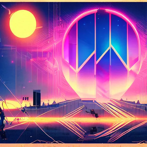 Image similar to ♈, epic retrowave art, trending on art station