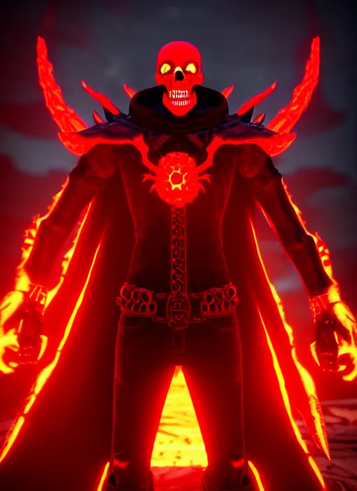 Prompt: character portrait of spawn hero, hellpunk, crimson energy radiating everywhere, hellish skull inferno in background, 8 k unreal engine render, photorealistic, rule of thirds, cinematic