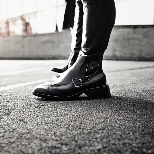 Prompt: a person wearing boots that are made from a Lamborghini , ultrafine detail, sharp focus