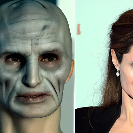 Image similar to angelina jolie as voldemort