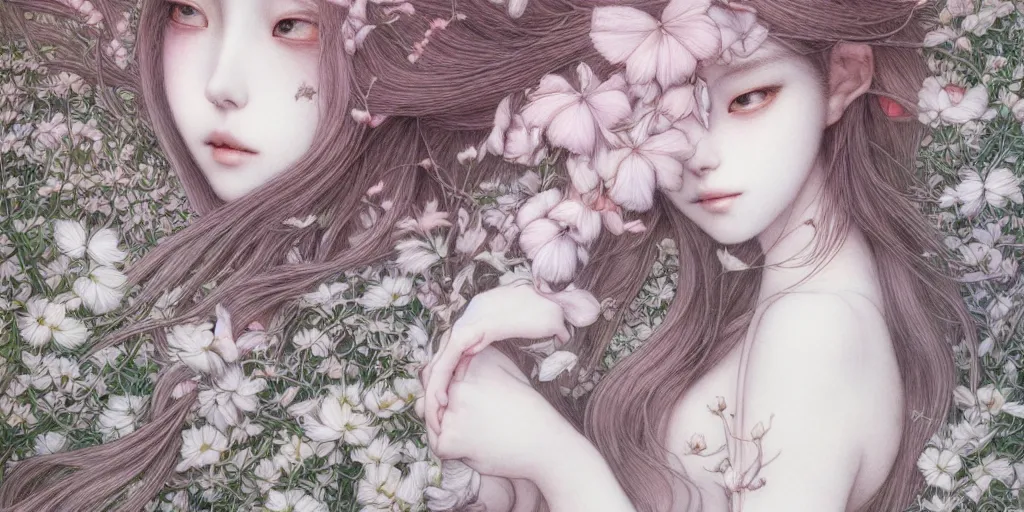 Image similar to breathtaking delicate detailed concept art creature, by miho hirano, bizarre compositions, exquisite detail, pastel colors, 8 k