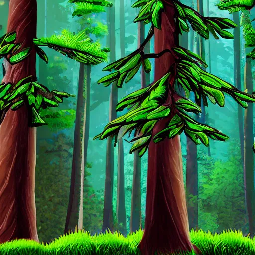 Prompt: animation forest background