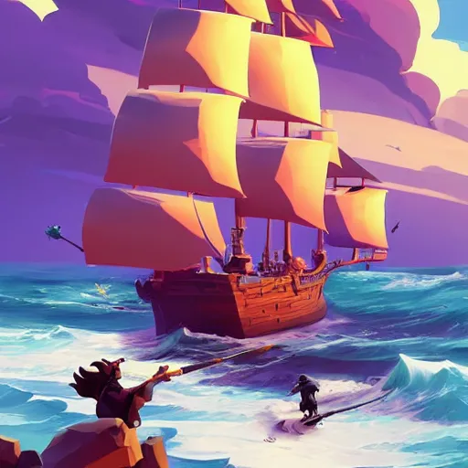 Image similar to painting treasure on sea of thieves game smooth median photoshop filter cutout vector, behance hd by jesper ejsing, by rhads, makoto shinkai and lois van baarle, ilya kuvshinov, rossdraws global illumination