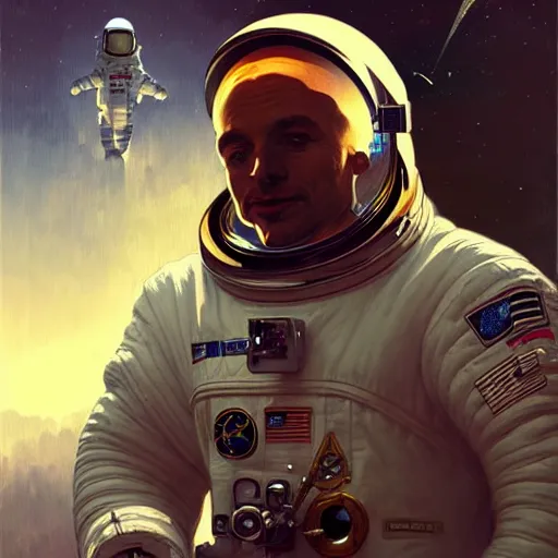 Image similar to portrait of a vicotrian astronaut man in suit by darek zabrocki and greg ruthkowski, alphonse mucha, simon stalenhag and cinematic and atmospheric, concept art, artstation, trending on artstation