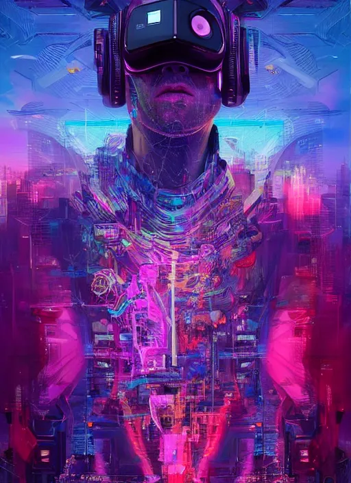 Image similar to silicon valley virtual reality 1 0 th anniversary, cyberpunk art by android jones, cyberpunk art by beeple!!!, synthwave, darksynth, quantum tracerwave, wireframes, trending on artstation