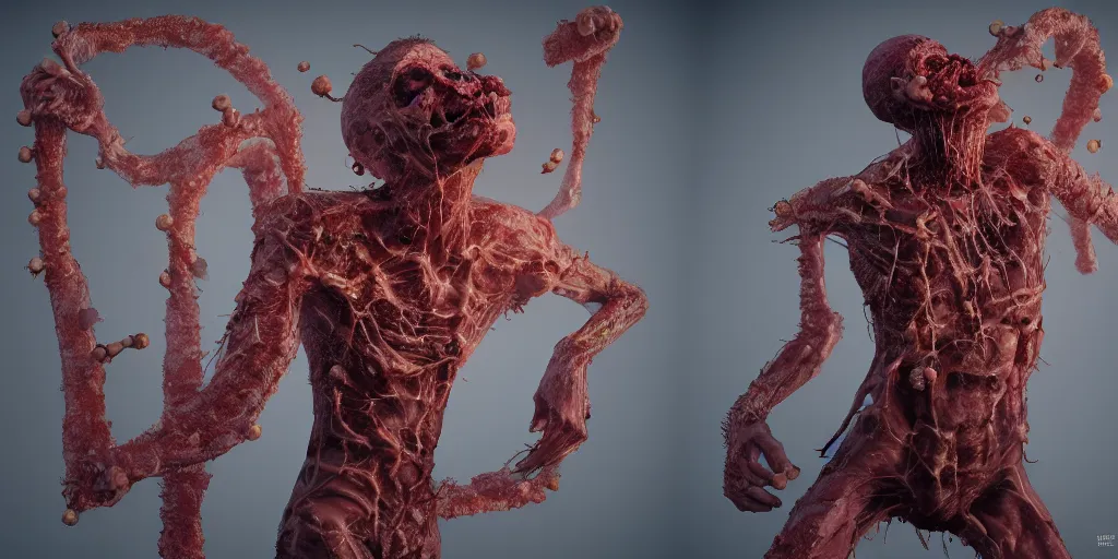 Prompt: all hail the new flesh, a living hive by johannen voss by david cronenberg by francis bacon by peter kemp by octane render blender 8 k