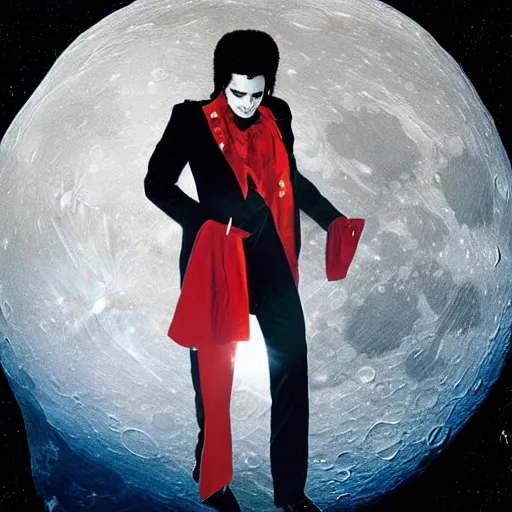 Image similar to michael jackson on the moon, creative photo manipulation, photoshop, digital art