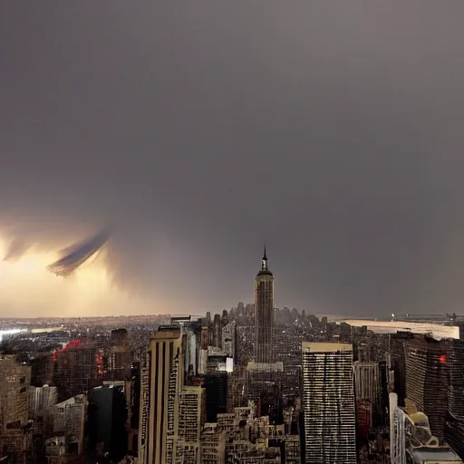 Prompt: new york city during a tornado