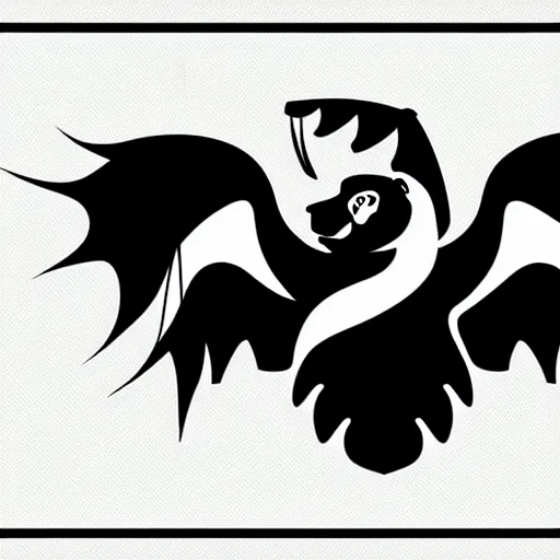 Image similar to vector art of panda with welsh dragon wings and tail, intercrossed, chimera, welsh flag, adobe illustrator