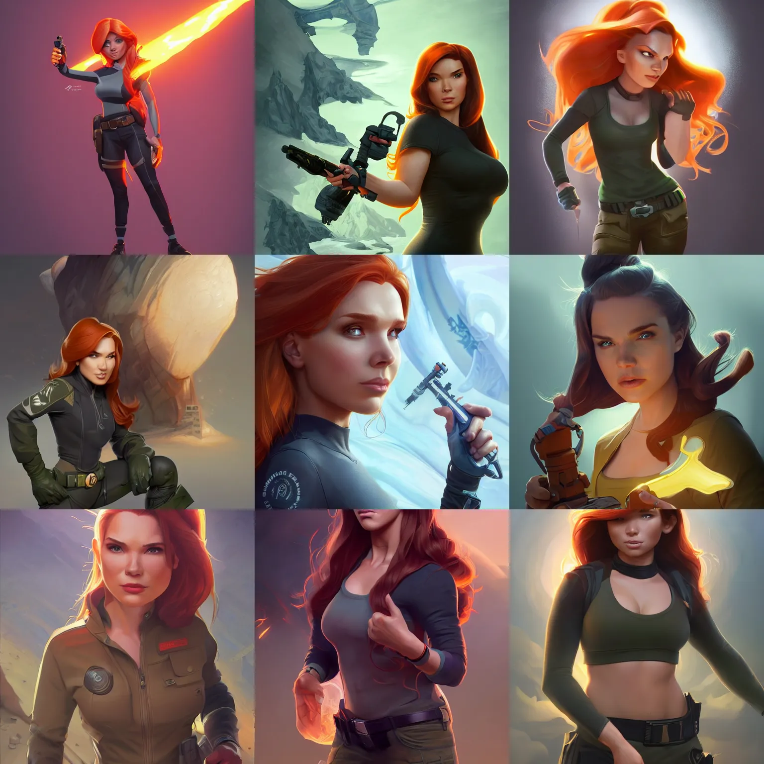 Prompt: Kim Possible, Mark Edward Fischbach, intricate, highly detailed, digital painting, artstation, concept art, smooth, sharp focus, illustration, Unreal Engine 5, 8K, art by artgerm and greg rutkowski and alphonse mucha