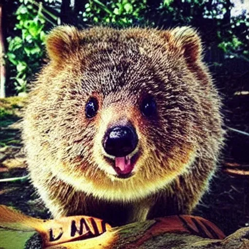 Image similar to “a quokka mixed with a bear”