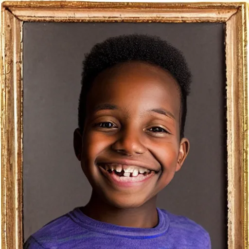 Image similar to portrait of a black boy smiling, studio portrait