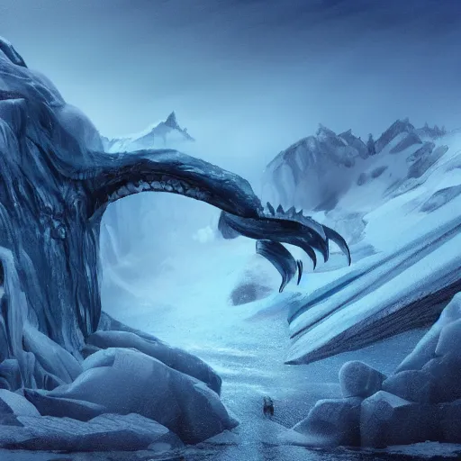 Prompt: ancient unknown eldritch creature rising from the ice, antarctica, digital art, realistic, detailed, artstation