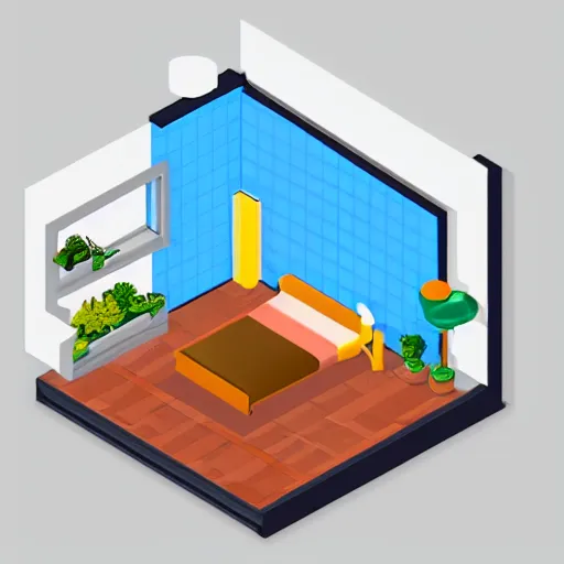 Image similar to isometric view, household, videogame style