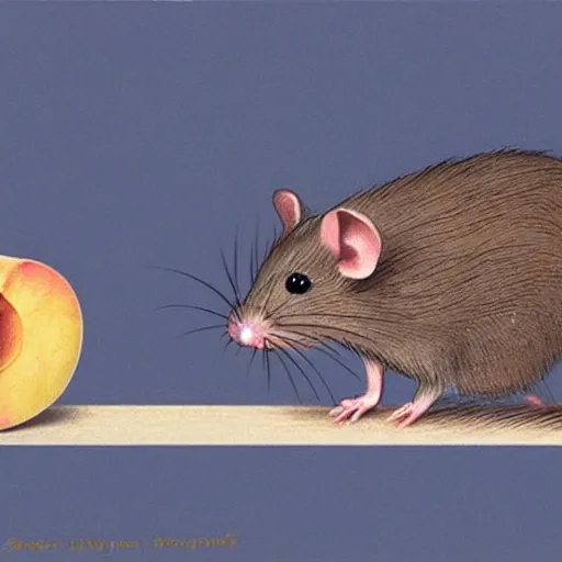 Prompt: A peach with a rat