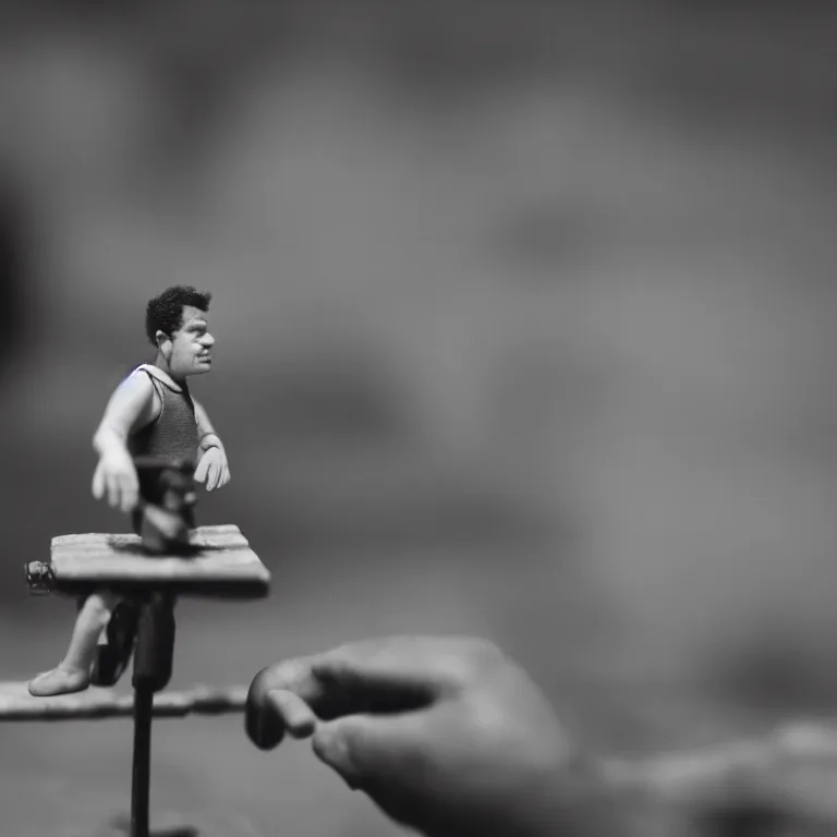 Image similar to a cinematic film still of a claymation stop motion film starring johnny clegg, shallow depth of field, 8 0 mm, f 1. 8