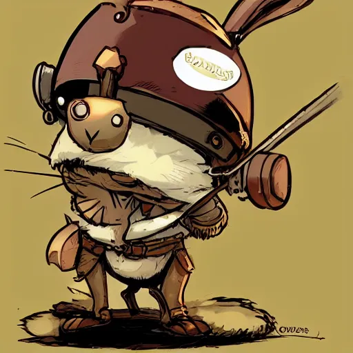 Image similar to bunny with helmet and sword by brian kesinger and james gurney, artstation