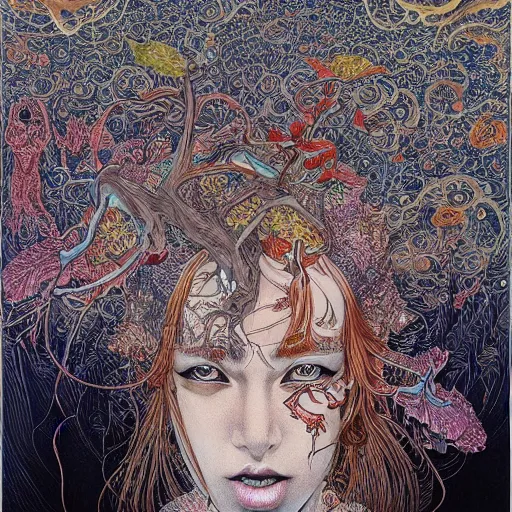 Image similar to life is so beautiful painted in alex grey style drawn by vania zouravliov and takato yamamoto, inspired by y - 3, intricate acrylic gouache painting, high detail, sharp high detail, artstation