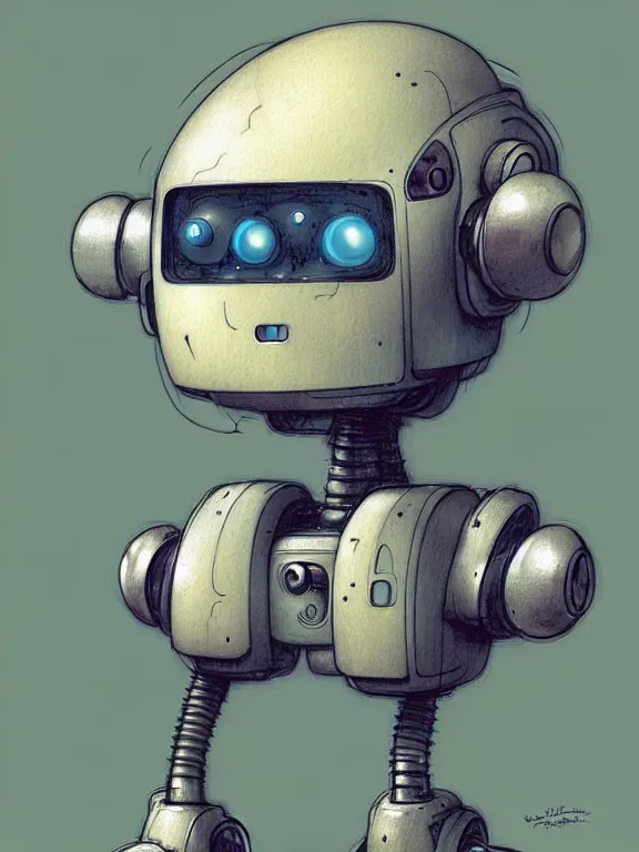 Image similar to a cute robot, muted colors, by jean - baptiste monge