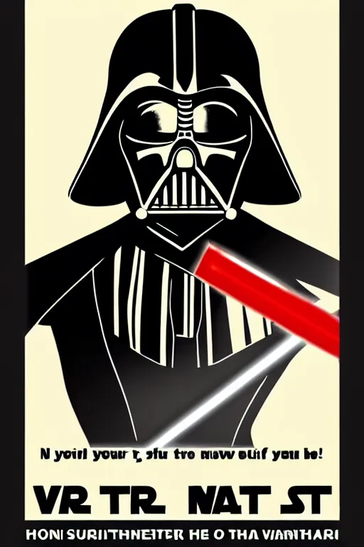 Image similar to propaganda poster of darth vader with the slogan join the dark side, valentina kulagina